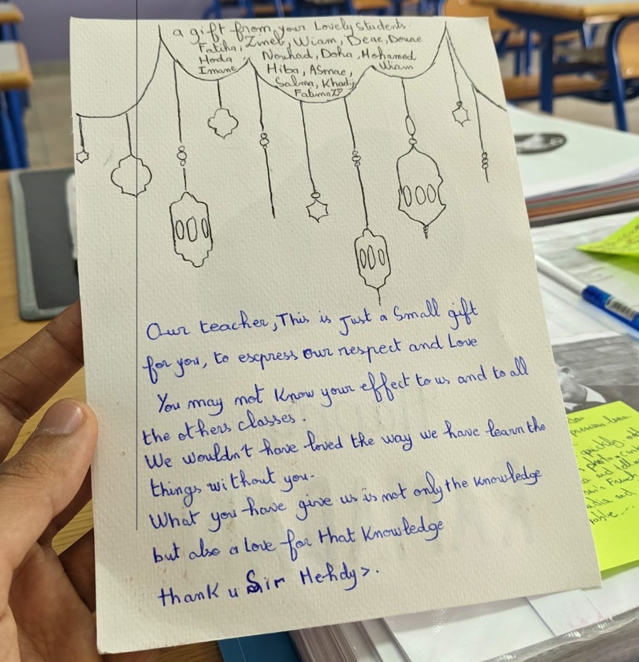 letter found inside the gift box